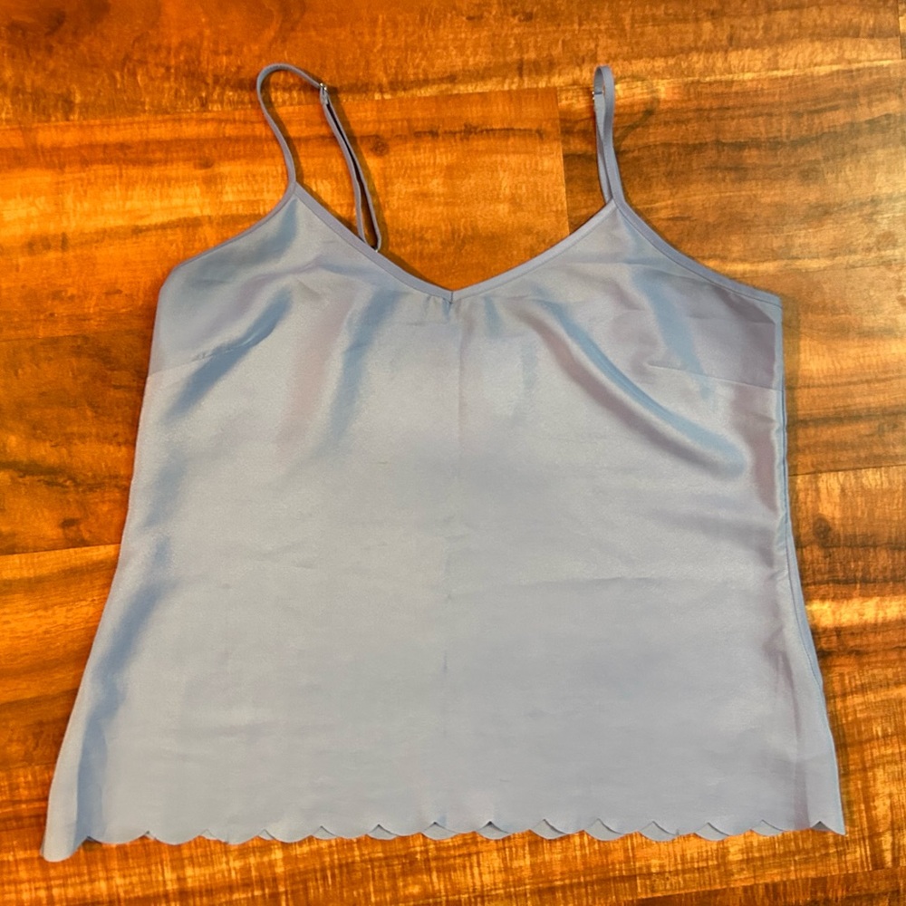 Light Blue Women's Camisole Top with Scalloped Bottom